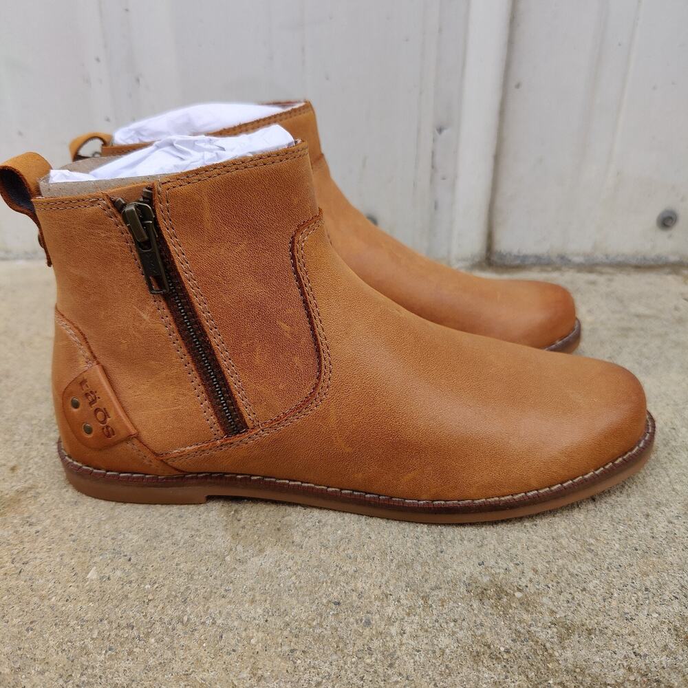 Taos DOUBLE TIME Womens Size 7 Short Double Zip Boot Caramel Leather